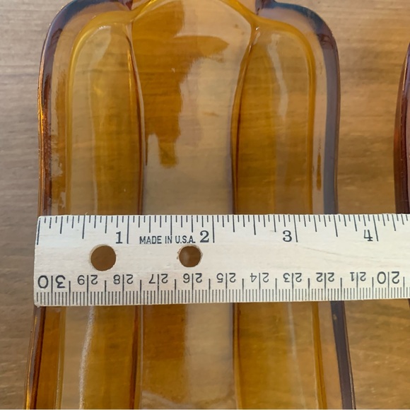 Amber Glass Banana Split 4 Bowls MCM Vintage - Picture 4 of 7